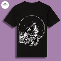 Black Graphic Down - Shoulder T-Shirt.